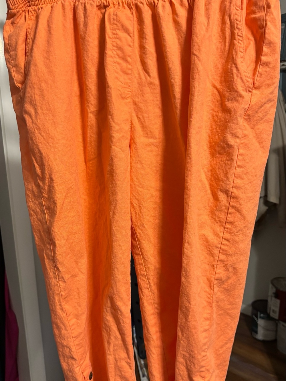 Coral Bay Bright Orange Women's Capris with Elastic Waist